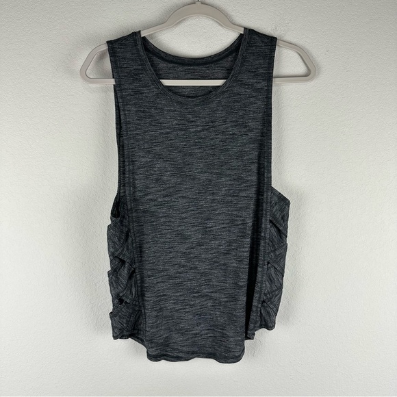 Lululemon Heathered Black Var-City Muscle Athletic Athleisure Tank Top Size 0 - Picture 1 of 5